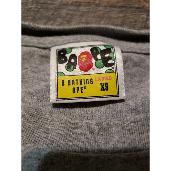 BAPE A Bathing Ape Womens Sz XS Extra Small Gray Graphic T Shirt (a - Picture 3 of 5